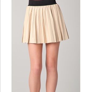 Parker Cream Leather Pleated Mini Skirt